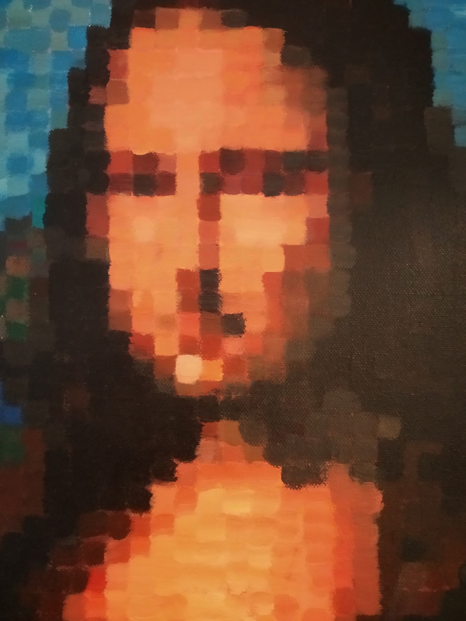 Mona Lisa in low resolution, detail